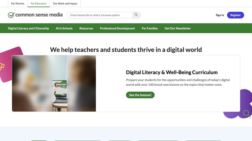 Common Sense Media digital literacy resources