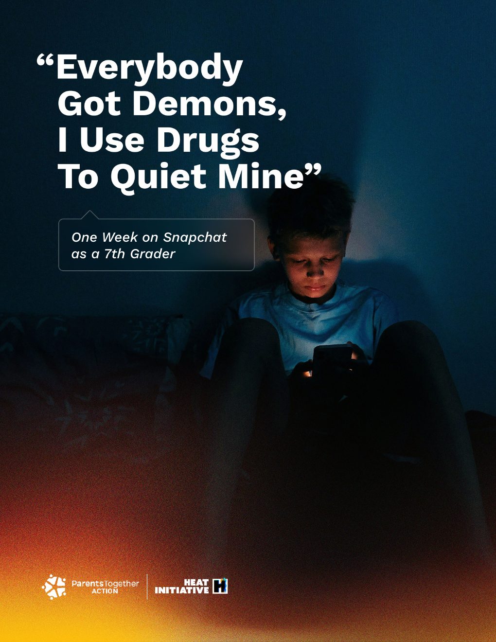 Cover of the Heat Initiative report, One Week on Snapchat as a 7th Grader