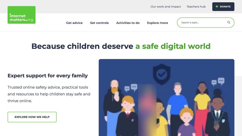 Internet Matters online safety guidance for families